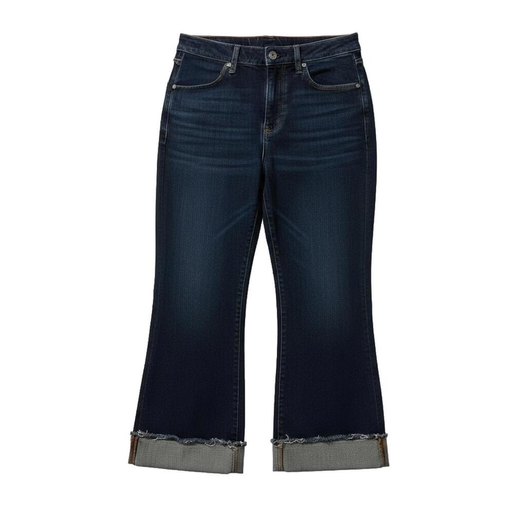A&F Simone High Rise Ankle Flare Jeans 30/10R Dark Wash Stretch Denim Wide Hem